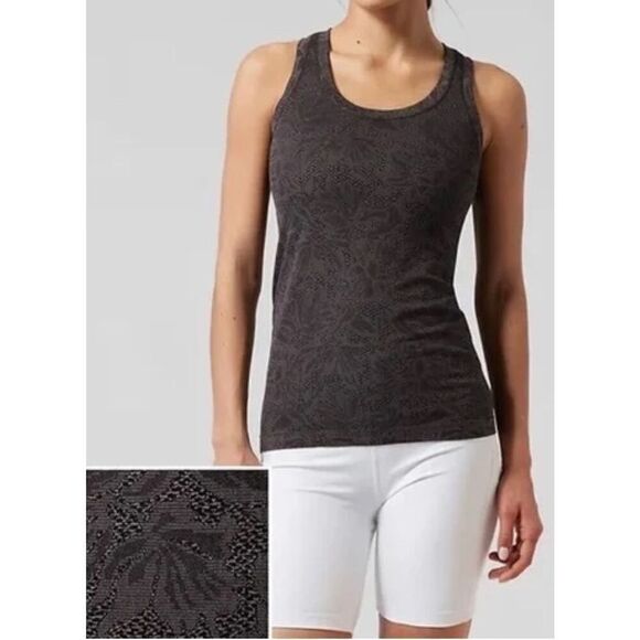 Athleta Momentum Seamless racer back Gray Print TANK TOP sz XL - Picture 1 of 8
